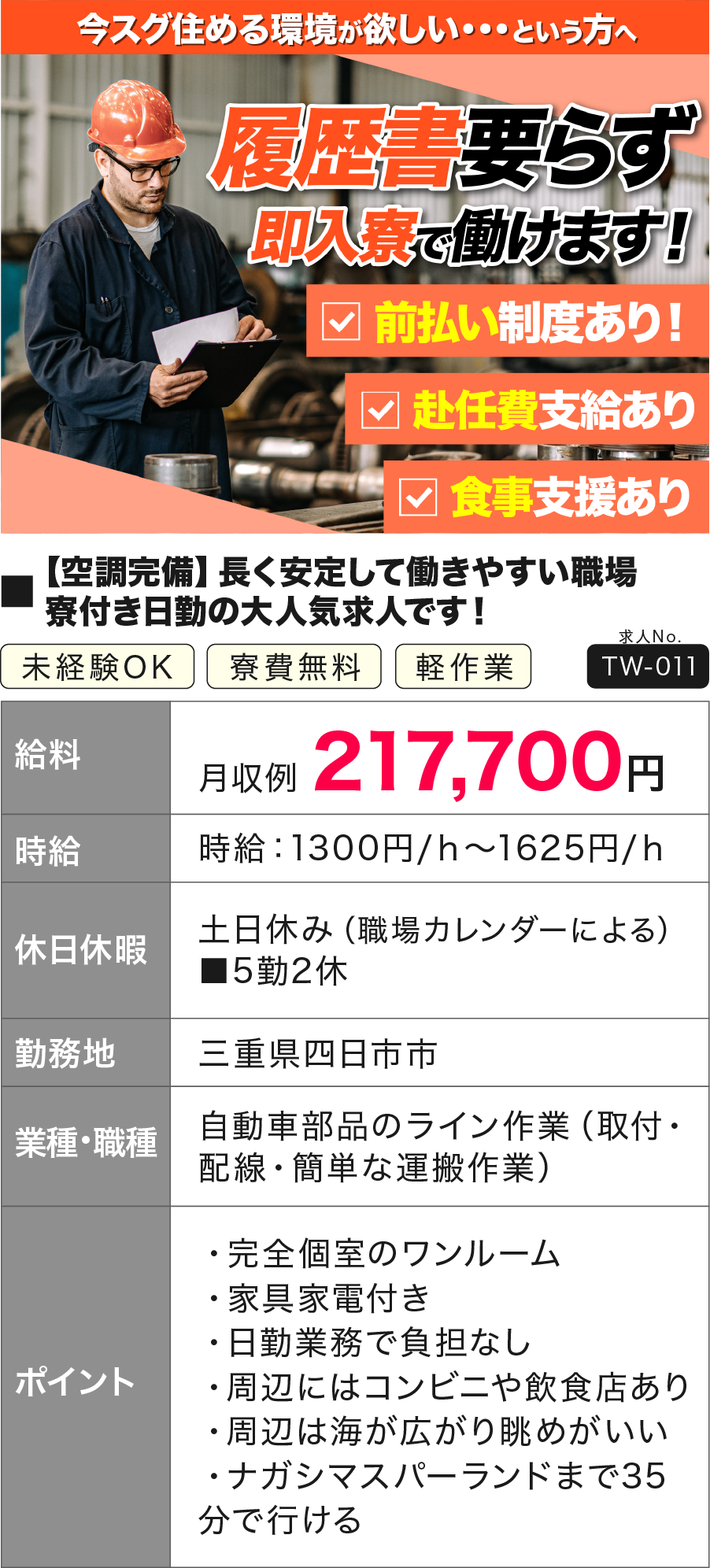 三重県　履歴書要らず